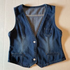 Denim Vest with Button Closure